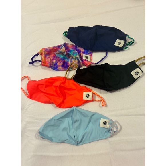 Pura Vida Accessories - Pomchie Face Mask Set of 5 Braided Ear Loops Tie Dye Solid Colors Reusable